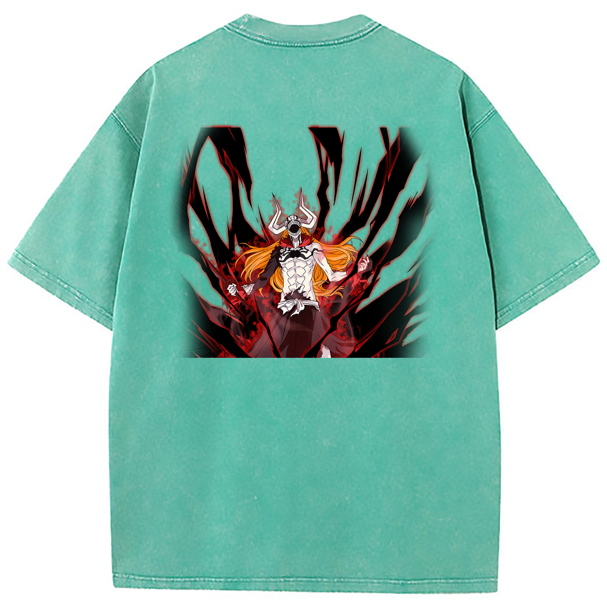 （画像用） ブリーチ 黒崎一護（くろさき いちご）BLEACH Kurosaki Ichigo 綿100% ヴィンテージ風 半袖Tシャツ（背面プリント）